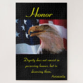 Bald-Adler vor einer amerikanischen Flagge Puzzle (Vertikal)