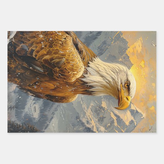 Bald-Adler-Wasserfarbengebirge Dekoupage Geschenkpapier Set (Vorderseite 3)