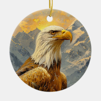 Bald-Adler-Wasserfarbengebirge Keramik Ornament