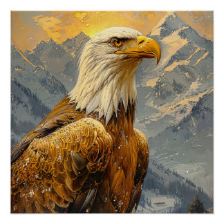 Bald-Adler-Wasserfarbengebirge Poster