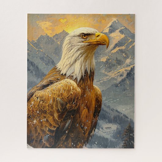 Bald-Adler-Wasserfarbengebirge Puzzle (Vertikal)