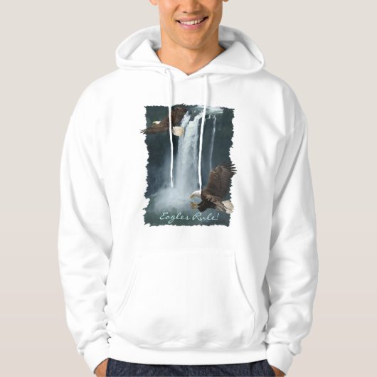 Bald Adler & Water-fall Nature Scene Hoodie (Vorderseite)