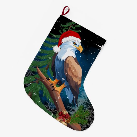 Bald Adler Weihnachtsmannmütze Schneeflocken Großer Weihnachtsstrumpf (Vorderansicht (hängend))