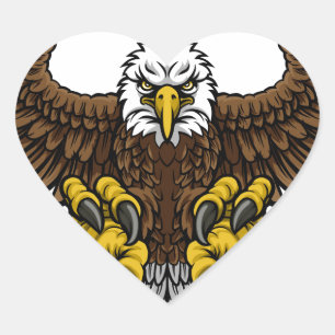 Bald American Eagle Mascot Herz-Aufkleber