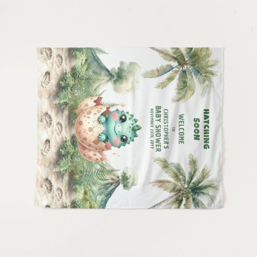 Bald auf Baby Duschbanner Blue Dinosaurier Wandteppich (Vorderseite (Horizontal))