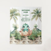 Bald auf Baby Duschbanner Blue Dinosaurier Wandteppich (Vorderseite)