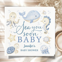 Bald bist du hier, Junge Baby Shower Blauer Ozean