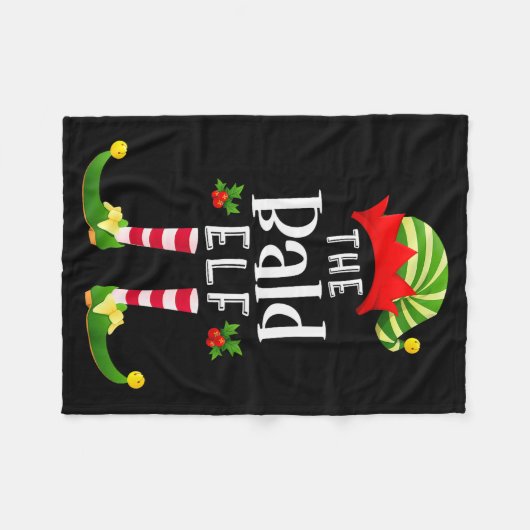 Bald Christmas Elf Matching Pajama X-mas Party Fleecedecke (Vorderseite (Horizontal))