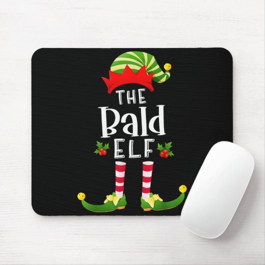 Bald Christmas Elf Matching Pajama X-mas Party Mousepad (Mit Mouse)