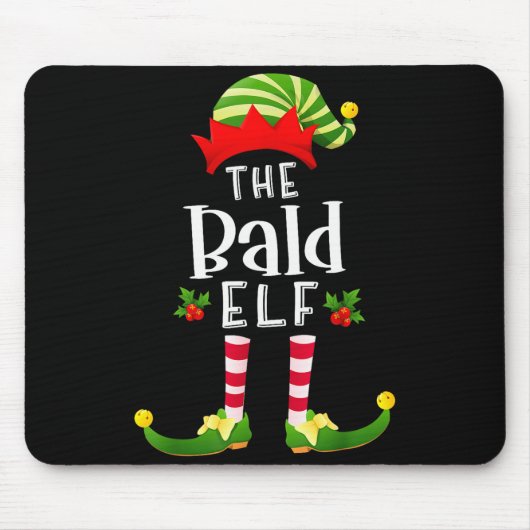 Bald Christmas Elf Matching Pajama X-mas Party Mousepad (Vorne)