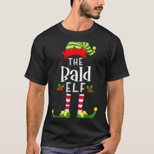 Bald Christmas Elf Matching Pajama X-mas Party  T-Shirt (Vorderseite)
