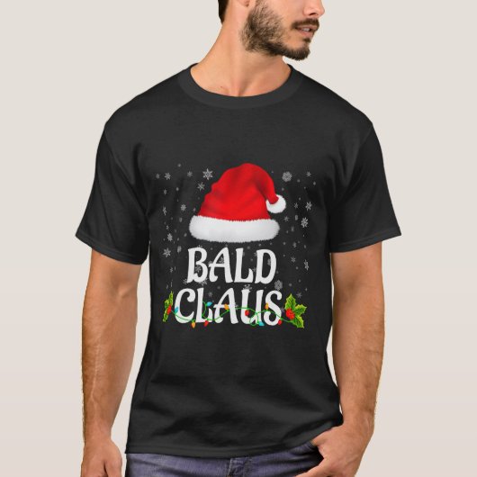 Bald Claus Christmas Lights Santa Pajama Family Ma T-Shirt (Vorderseite)