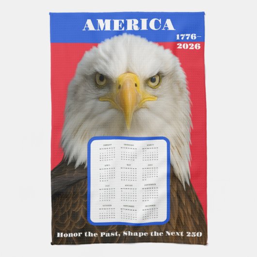 Bald Eagle 2026 Kalender - Patriotische Zuhause Ar Geschirrtuch (Vertikal)