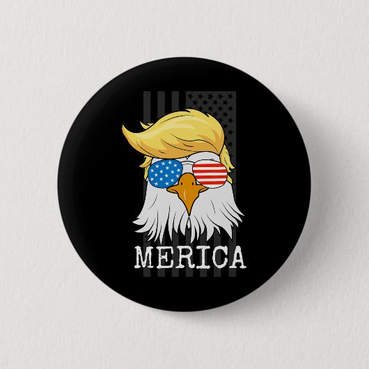 Bald Eagle 4. Juli Trump Flag Funny Button (Vorderseite)
