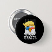 Bald Eagle 4. Juli Trump Flag Funny Button (Vorne & Hinten)
