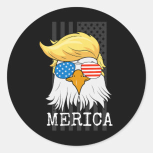 Bald Eagle 4. Juli Trump Flag Funny Runder Aufkleber
