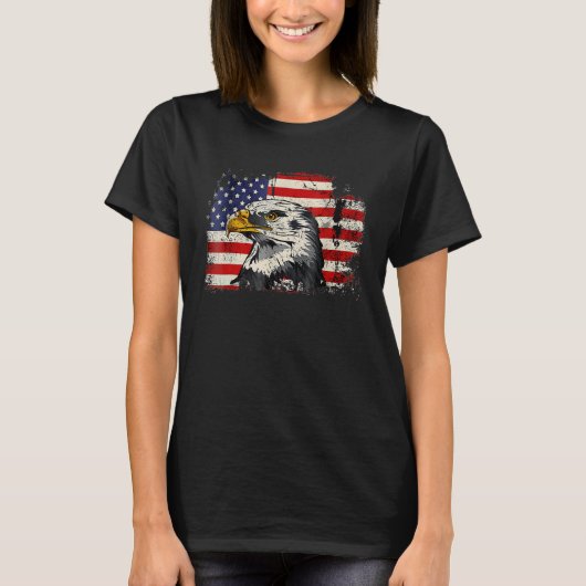 Bald Eagle 4th of July  USA American Flag Country T-Shirt (Vorderseite)