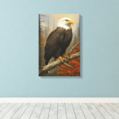 Bald Eagle am Zweig im Herbstwald Leinwanddruck (Insitu (Holzboden))