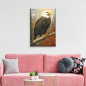 Bald Eagle am Zweig im Herbstwald Leinwanddruck (Insitu (Wohnzimmer))