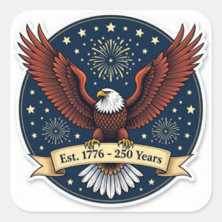 Bald eagle America 250th artwork Quadratischer Aufkleber