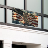 Bald Eagle American Flag Country Road Banner (Äußeres Gebäude)