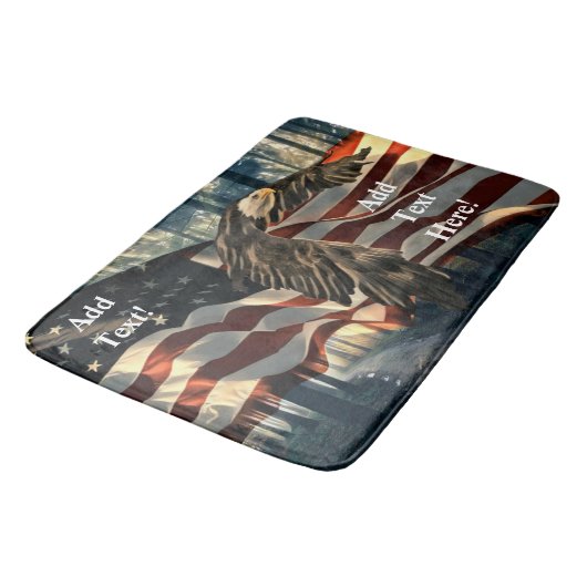 Bald Eagle American Flag Country Road Bath Mat Badematte (Schrägansicht)