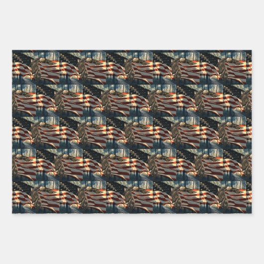 Bald Eagle American Flag Country Road Geschenkpapier Set (Vorderseite 3)