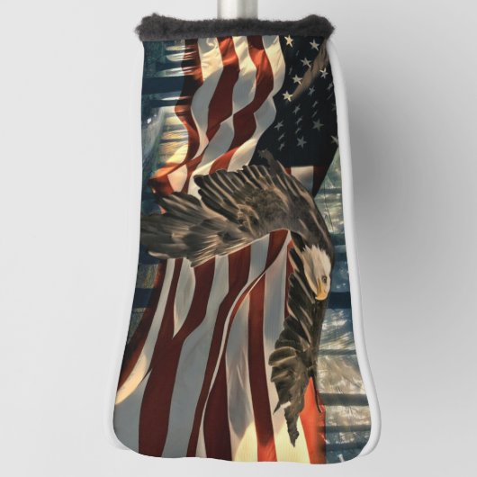 Bald Eagle American Flag Country Road Golf Headcover (Rotieren 90)