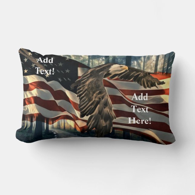 Bald Eagle American Flag Country Road Lumbar Pillo Lendenkissen (Vorderseite)
