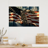 Bald Eagle American Flag Country Road Poster (Küche)
