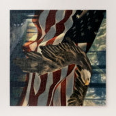 Bald Eagle American Flag Country Road Puzzle (Horizontal)