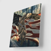 Bald Eagle American Flag Country Road Quadratische Wanduhr (Winkel)