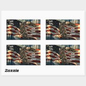 Bald Eagle American Flag Country Road Rechteckiger Aufkleber (Blatt)