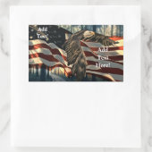 Bald Eagle American Flag Country Road Rechteckiger Aufkleber (Tasche)