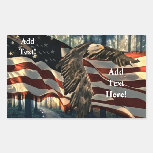 Bald Eagle American Flag Country Road Rechteckiger Aufkleber (Vorderseite)