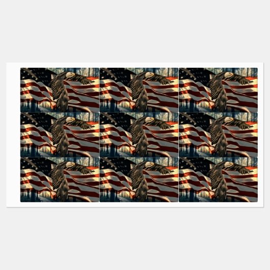 Bald Eagle American Flag Etiketten (Blatt)