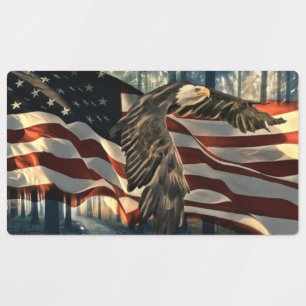 Bald Eagle American Flag Etiketten