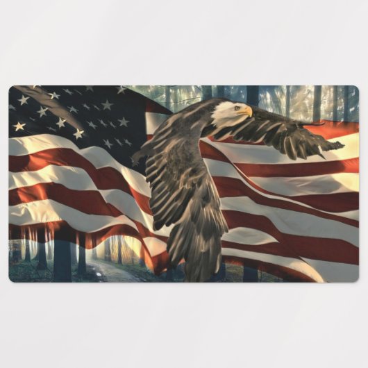 Bald Eagle American Flag Etiketten (Design 1)
