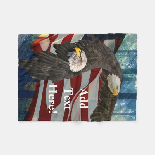 Bald Eagle American Flag Fleecedecke (Vorderseite (Horizontal))
