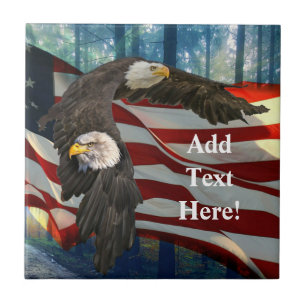 Bald Eagle American Flag Fliese