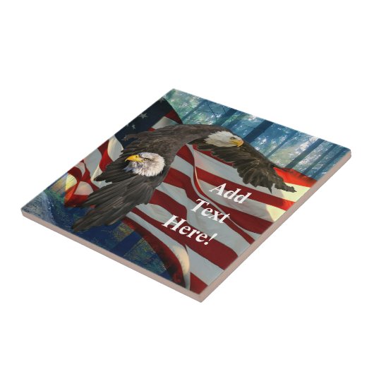 Bald Eagle American Flag Fliese (Seite)