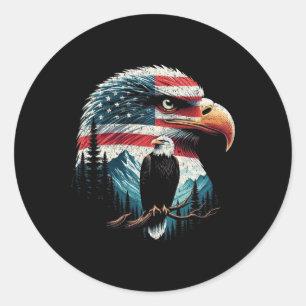 Bald Eagle American Flag für 4. Juli Red White Runder Aufkleber