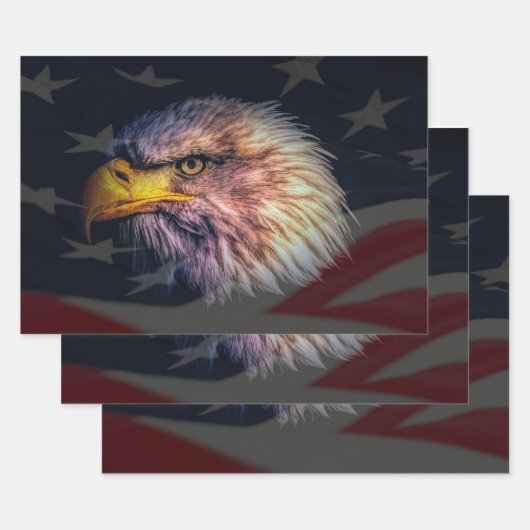 Bald Eagle American Flag Geschenkpapier Set (Set)