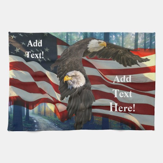 Bald Eagle American Flag Geschirrtuch (Horizontal)