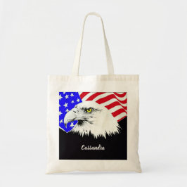 Bald Eagle American Flag Individuelle Name oder Zi Tragetasche
