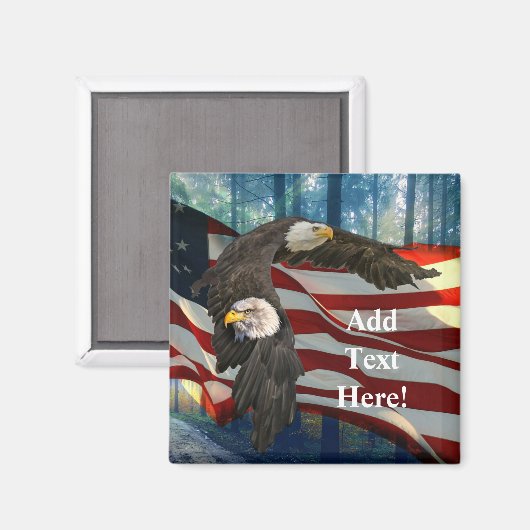 Bald Eagle American Flag Magnet (Vorderseite/Rückseite)