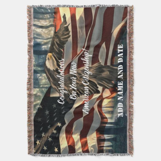 Bald Eagle American Flag Neue Staatsbürgerschaft Decke (Vorderseite Vertikal)