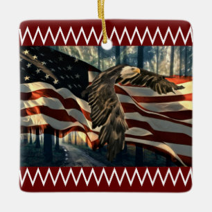 Bald Eagle American Flag Ornament