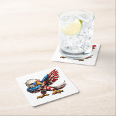 Bald Eagle American Flag Patriotic 4. Juli Rechteckiger Pappuntersetzer (Vor Ort)