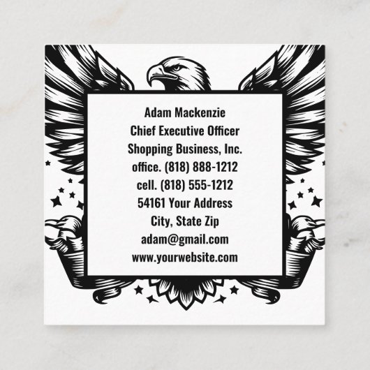 Bald Eagle American Flag Patriotic Business Card Quadratische Visitenkarte (Rückseite)